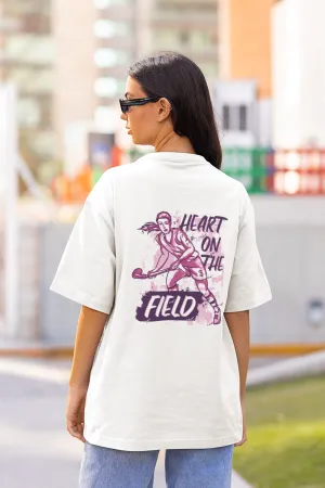 My Heart is On The Field Printed Oversized T-shirt for women