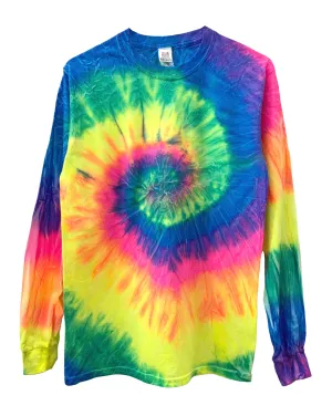 Neon Rainbow Tie-Dye Long Sleeve Unisex Tee