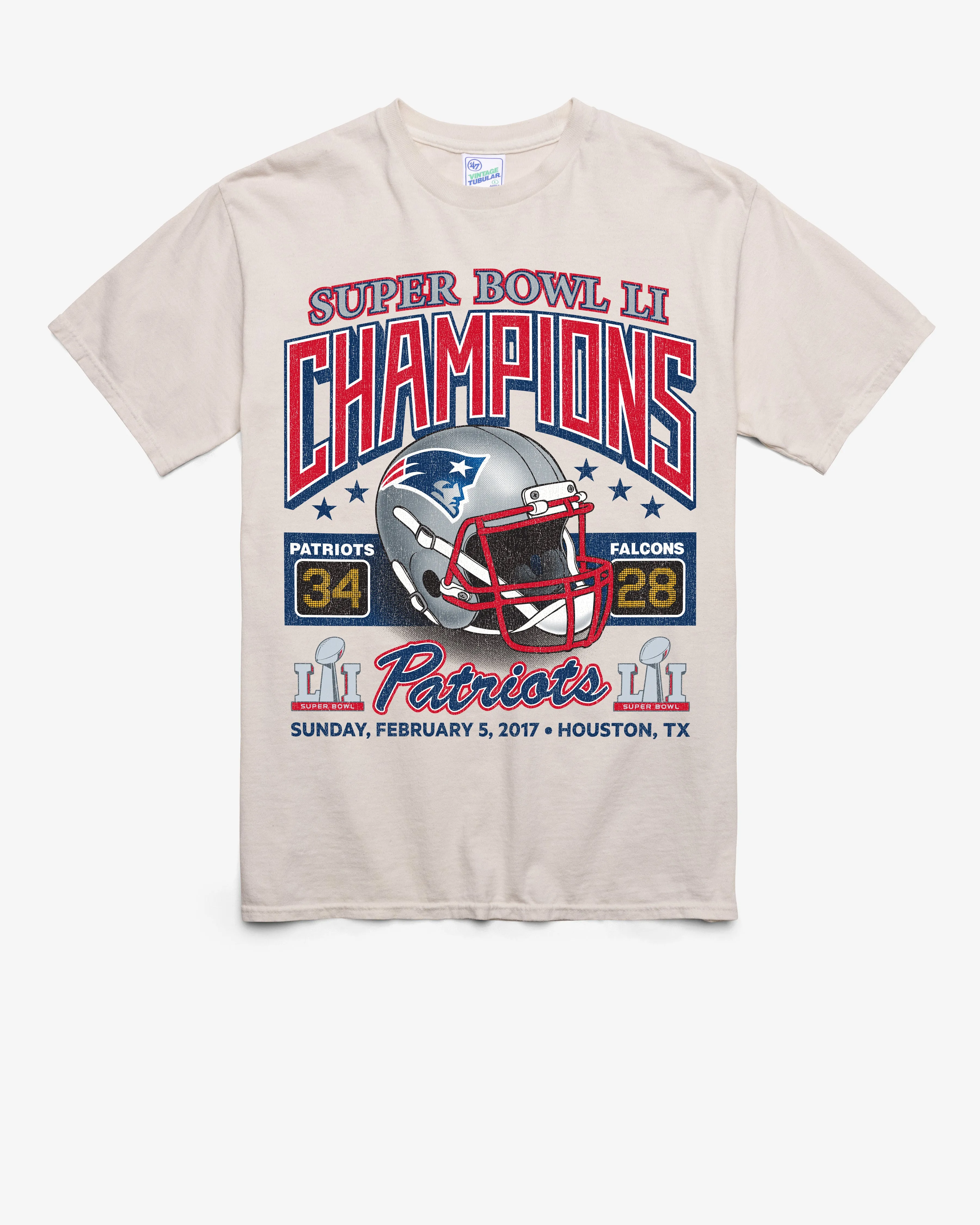 NEW ENGLAND PATRIOTS SUPER BOWL GRIDIRON LOCKER '47 VINTAGE TUBULAR TEE