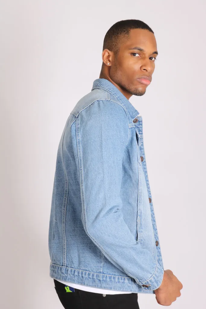 Norton Classic Slim Fit Denim Trucker Jacket In Stonewash