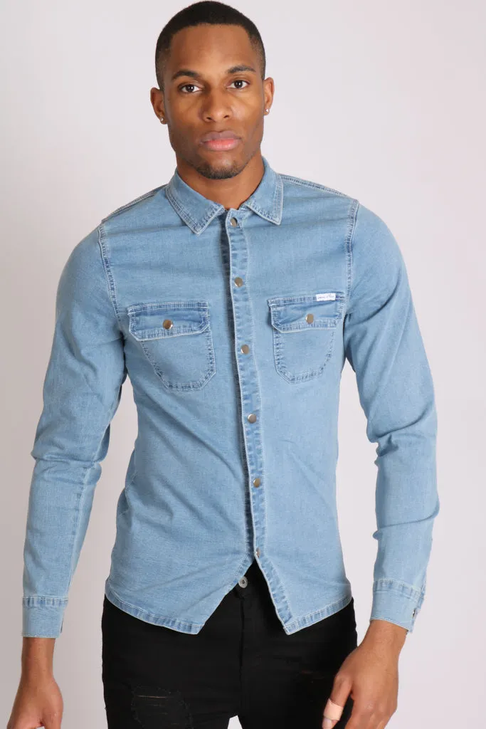 Norton Classic Slim Fit Denim Trucker Jacket In Stonewash