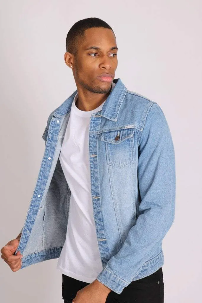 Norton Classic Slim Fit Denim Trucker Jacket In Stonewash