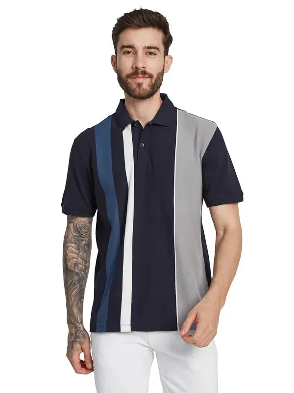 Octave Men Striped Polo Collar T-Shirt