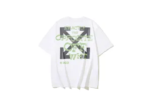 Off-White - Printed Black Green Logo White T-Shirt