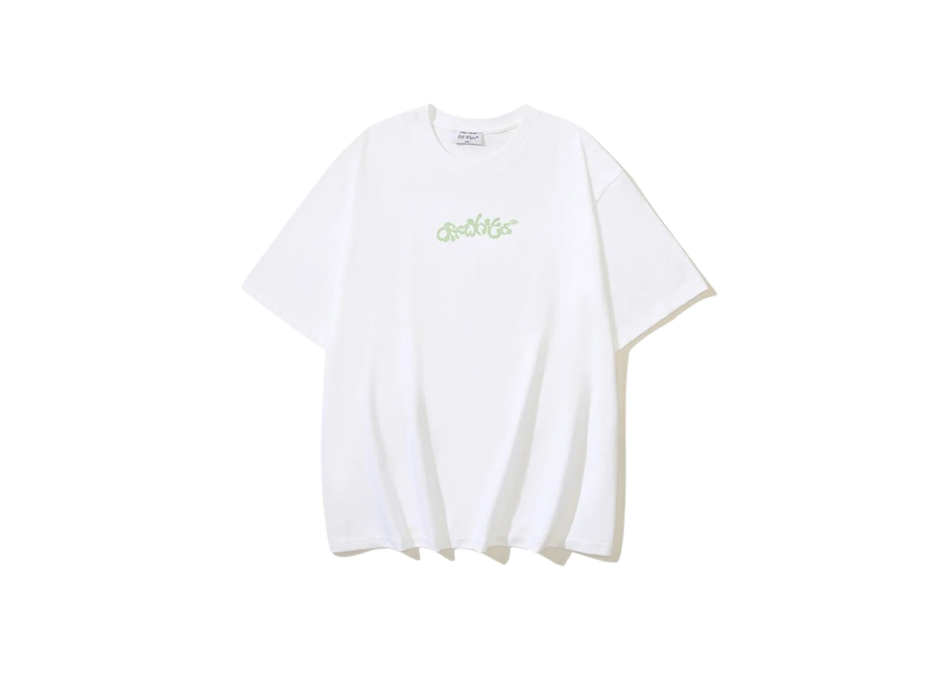 Off-White - Printed Black Green Logo White T-Shirt