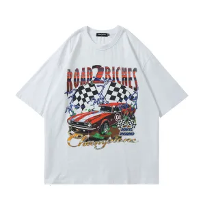 Oversized 90S T Shirt T-shirt High Street Retro Hip Hop Loose Half-Sleeve Base Men and Women