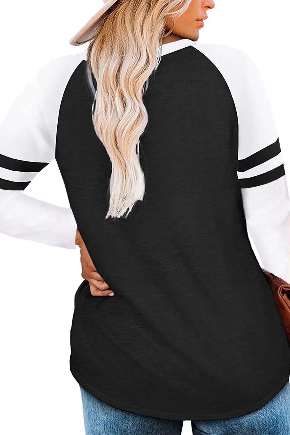 Oversized Crew Neck Two Tone Long Sleeve Shirt