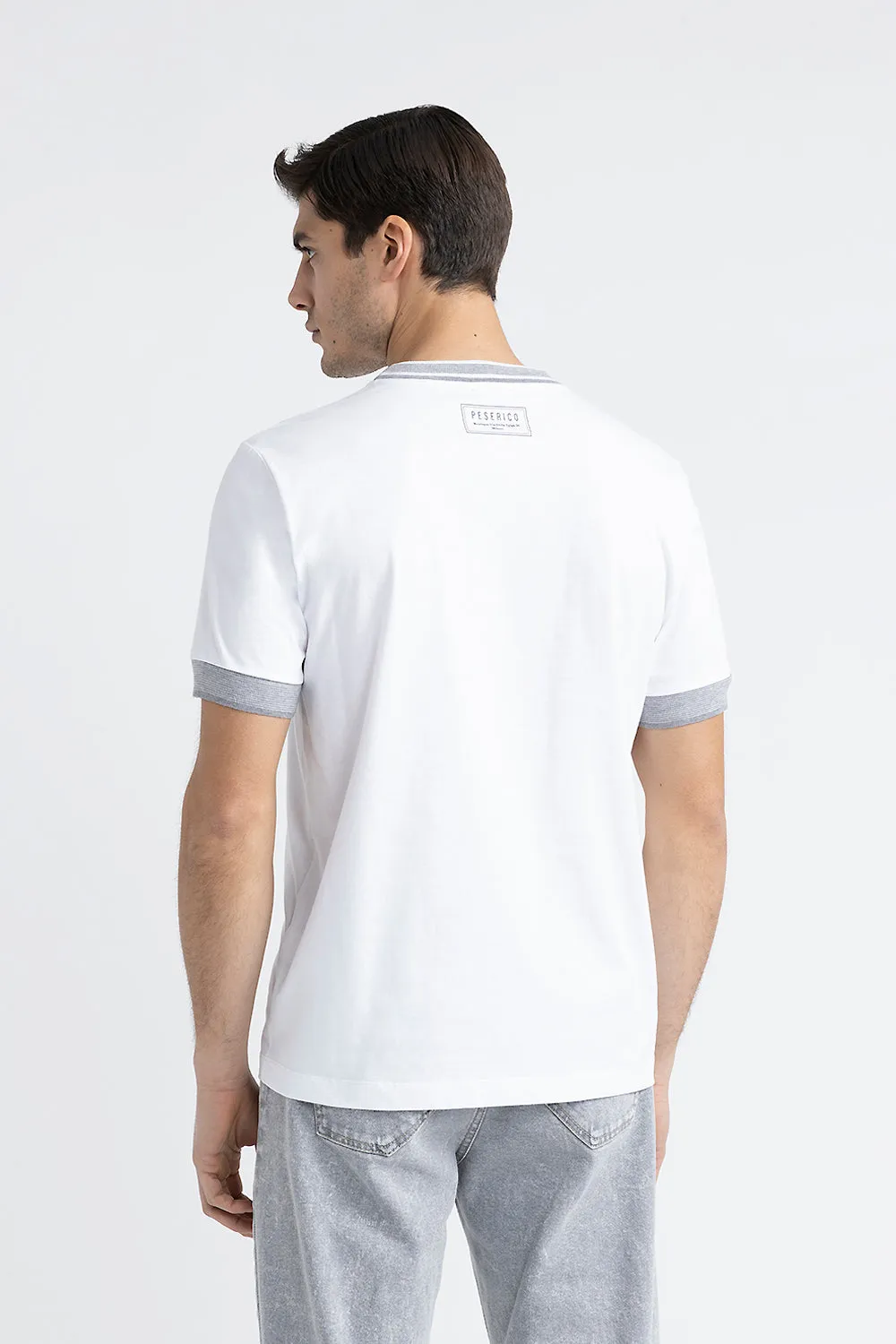 Pure cotton jersey T-shirt with knitted details