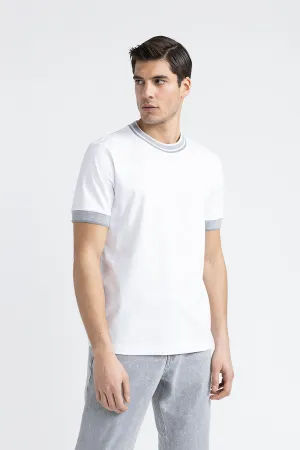 Pure cotton jersey T-shirt with knitted details