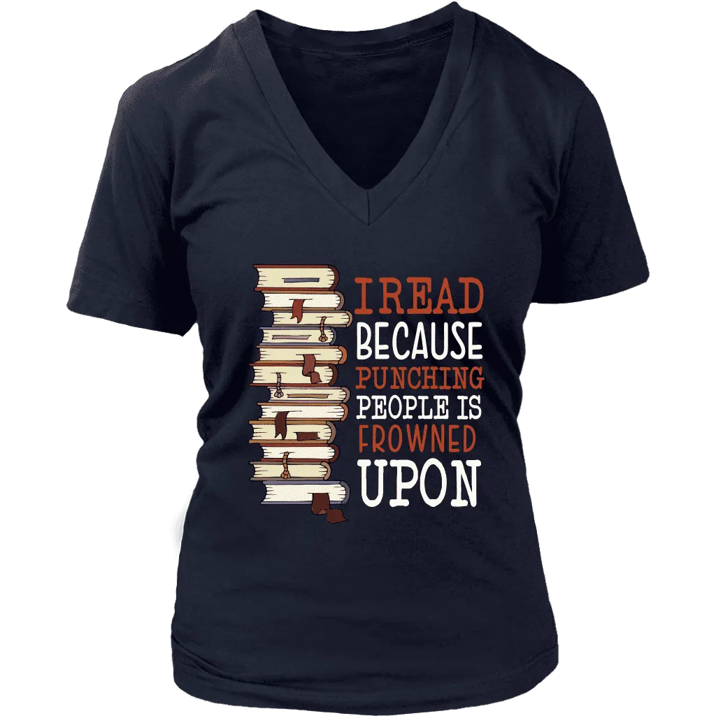 "I Read" V-neck Tshirt