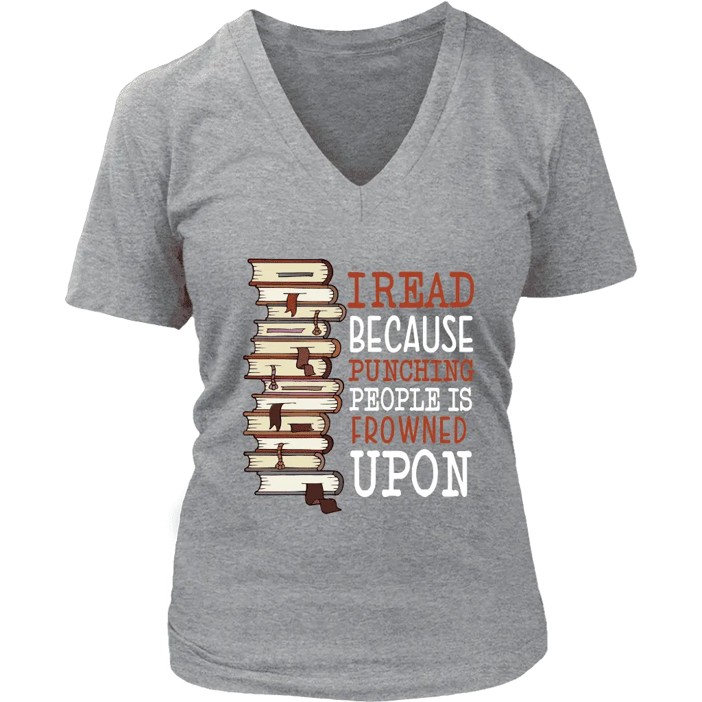 "I Read" V-neck Tshirt