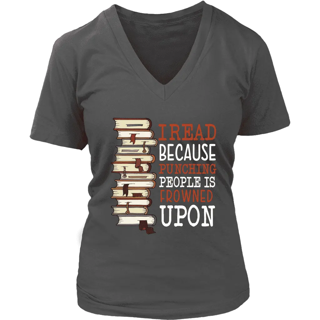 "I Read" V-neck Tshirt