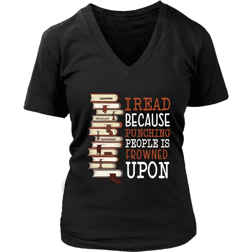 "I Read" V-neck Tshirt