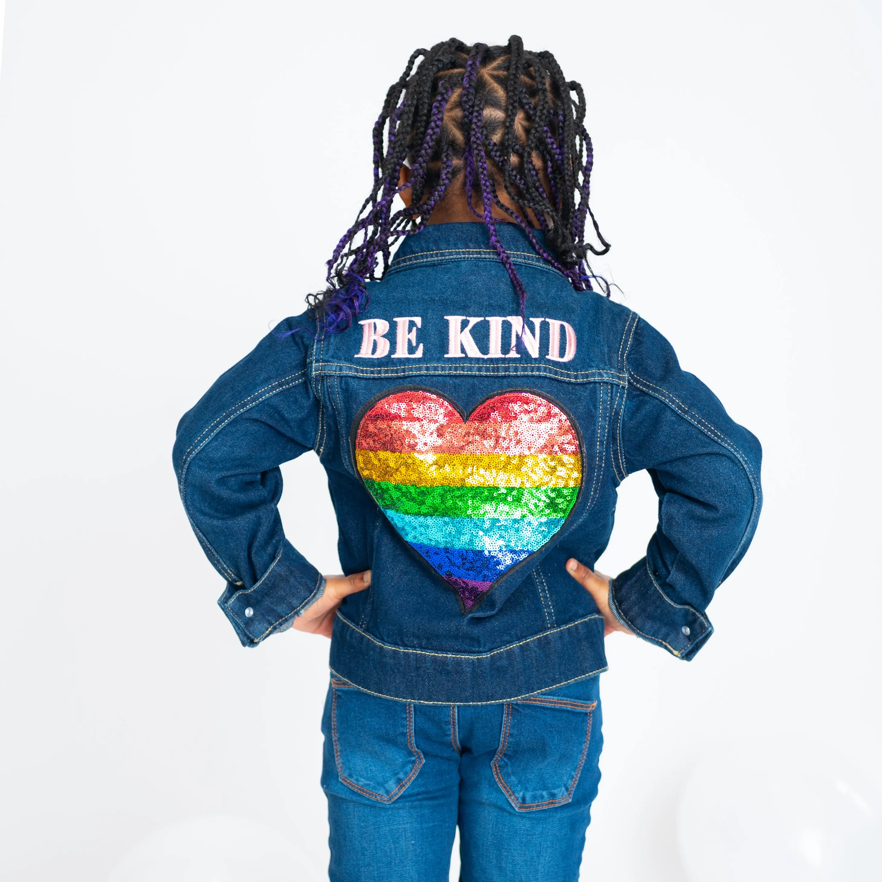 Rainbow Heart Denim Jacket