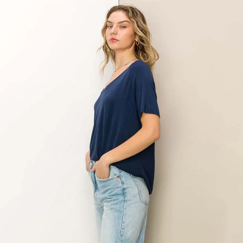 Relaxed Fit V-Neck Tee