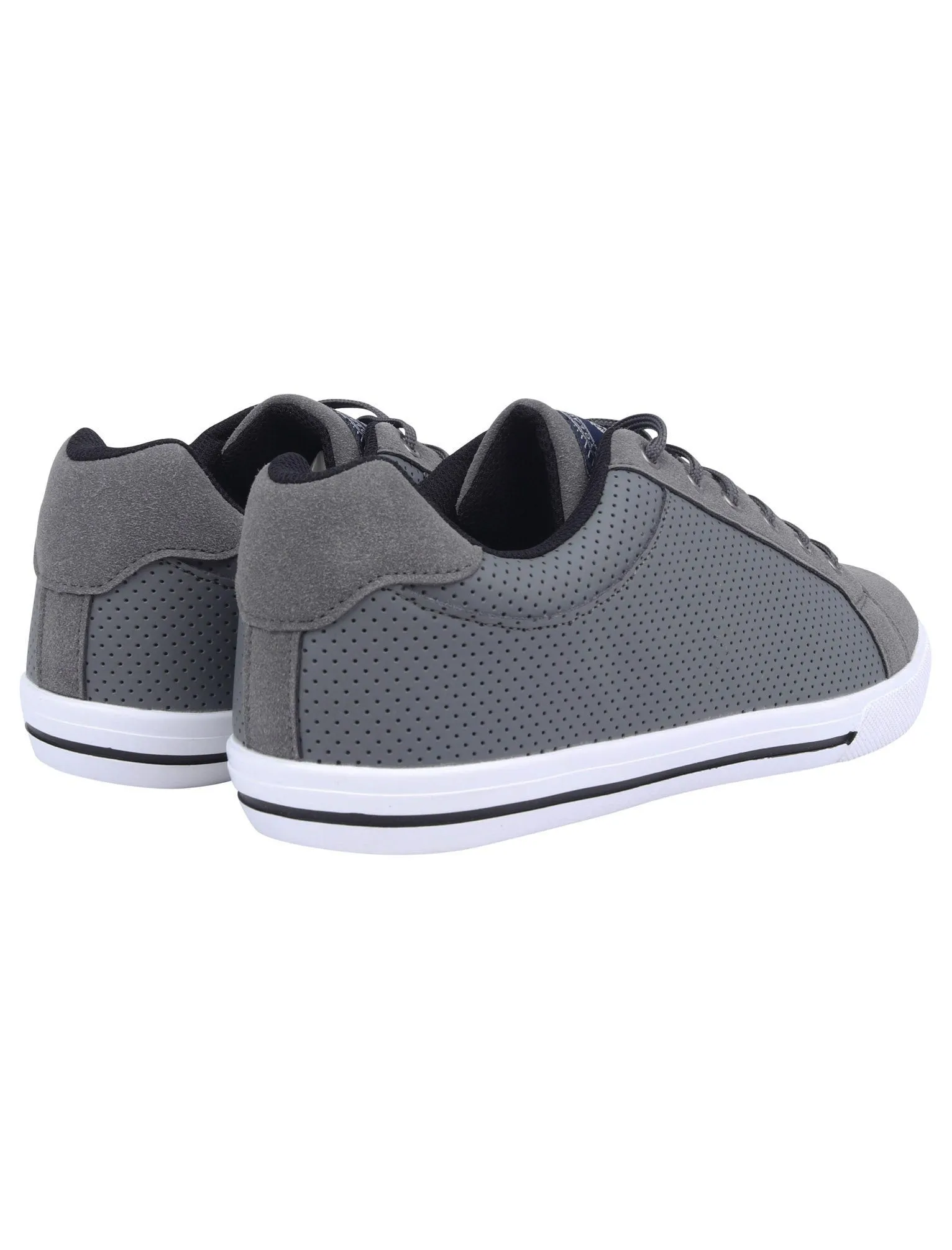 Richmondy Perforated Faux Leather / Suede Low Top Lace Up Trainers in Grey - Tokyo Laundry