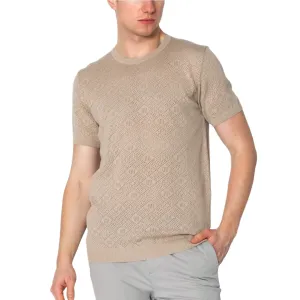 RNT23 Geometric crochet t-shirt stone