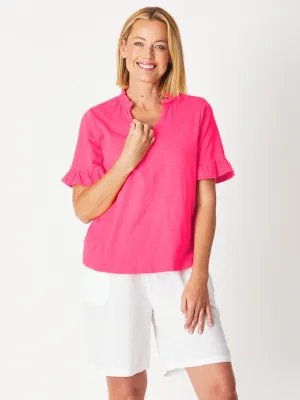 RUFFLE TEE TOP - HOTPINK 29016-S