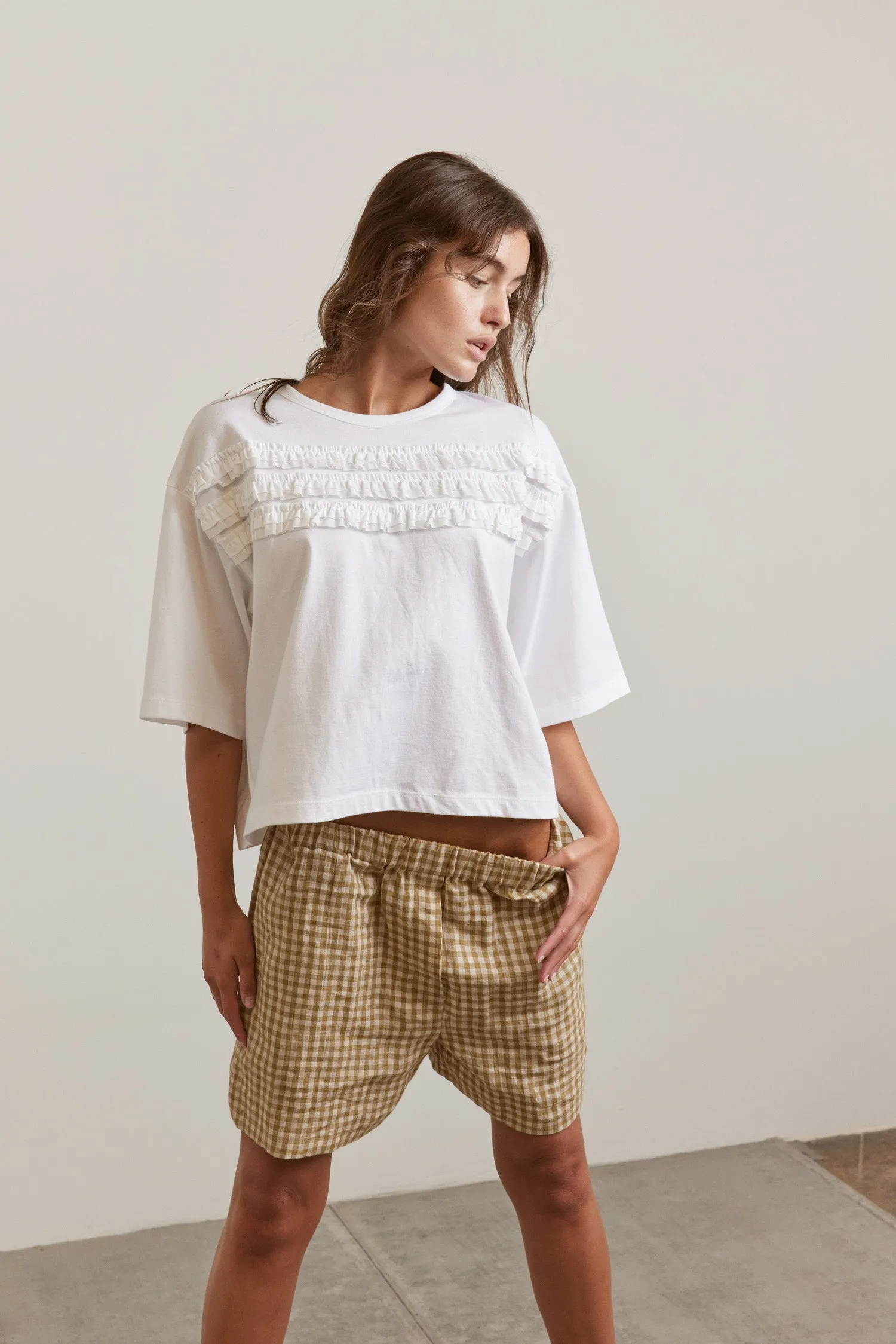 Ruffled Half sleeve Cotton T-shirt