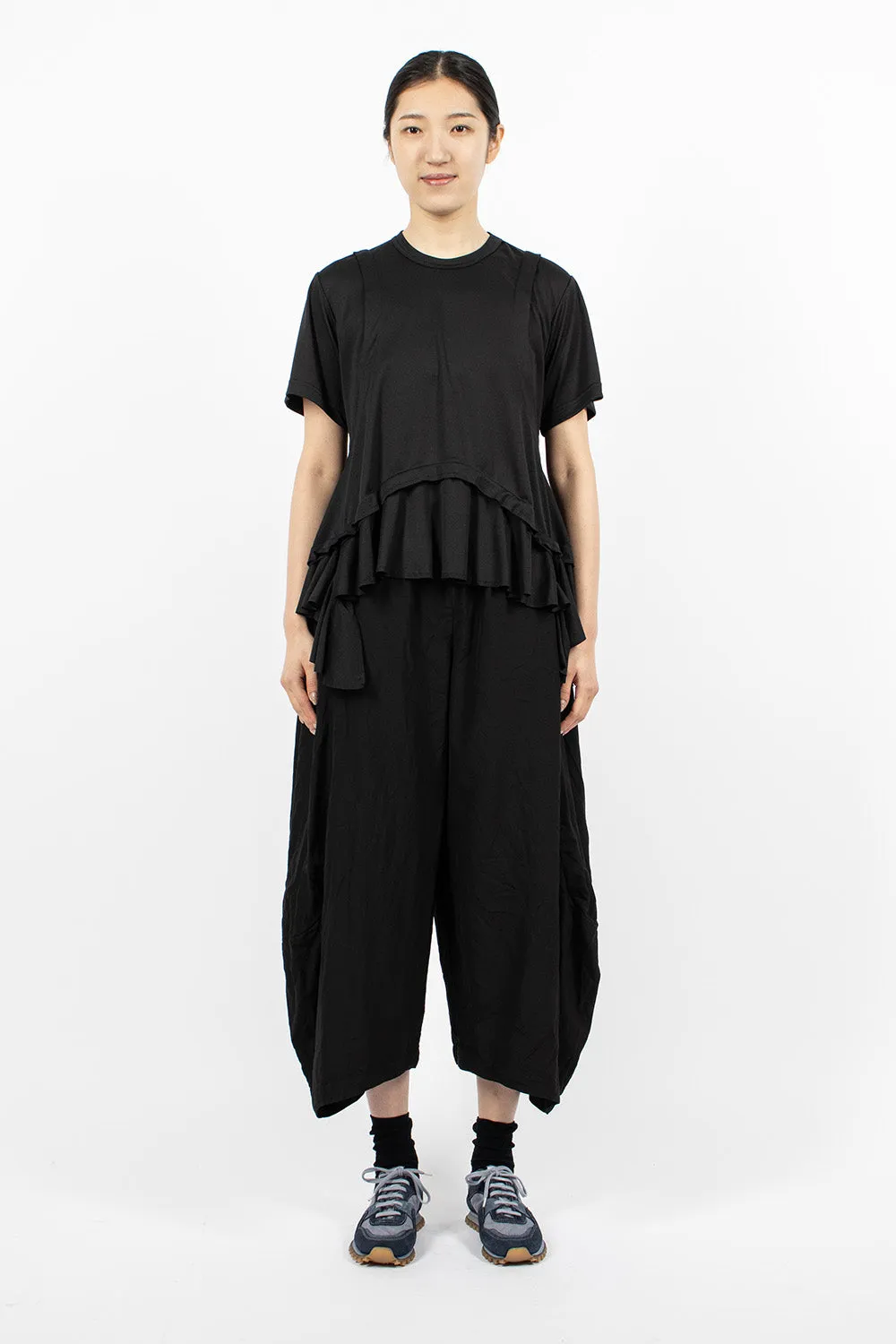 Ruffled Hem T-Shirt Black