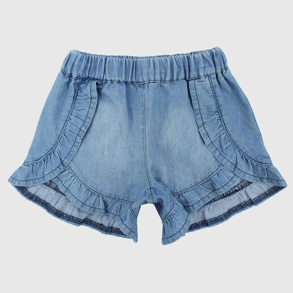 Ruffled Jean Shorts