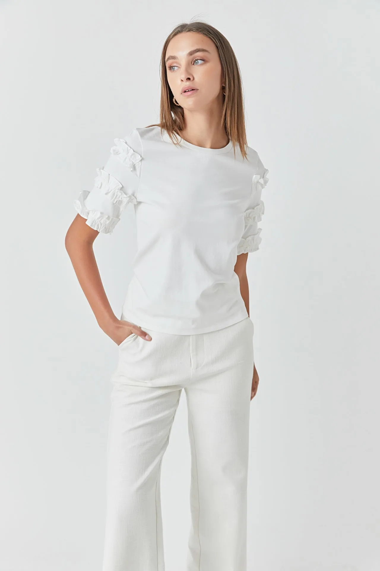 Ruffled Sleeve T-Shirt