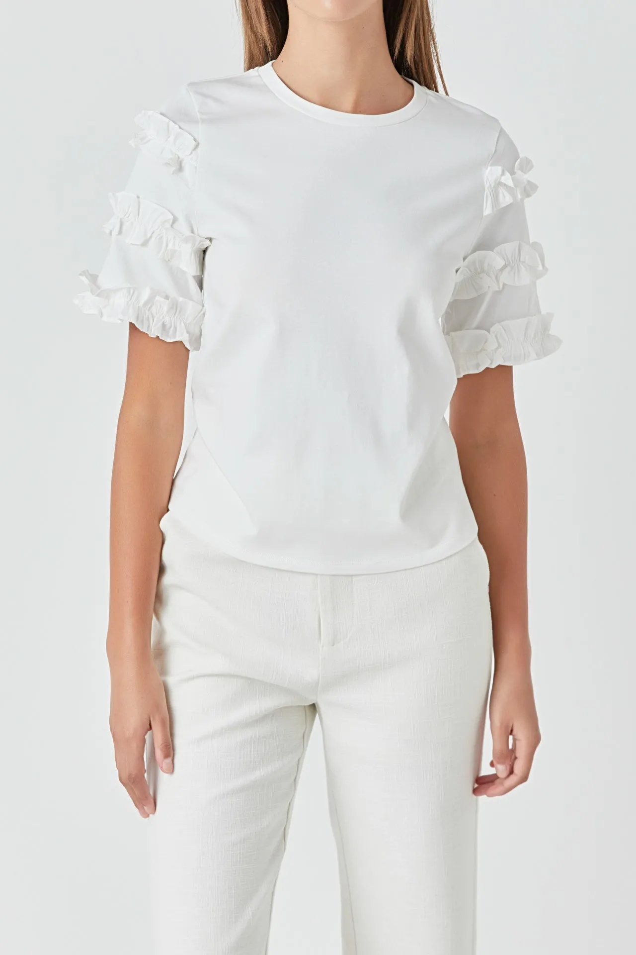 Ruffled Sleeve T-Shirt