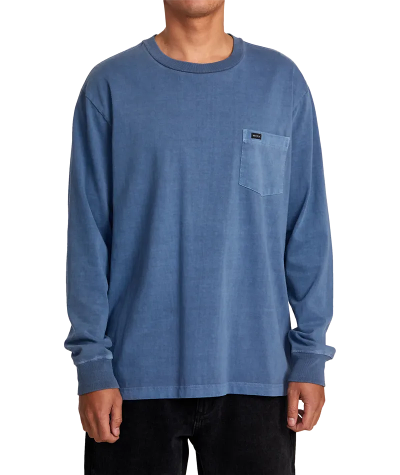 RVCA PTC Crew Neck L/S Tee-Moody Blue