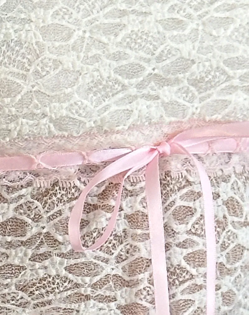 Sherine Lace Top in Cream with Pink Binding