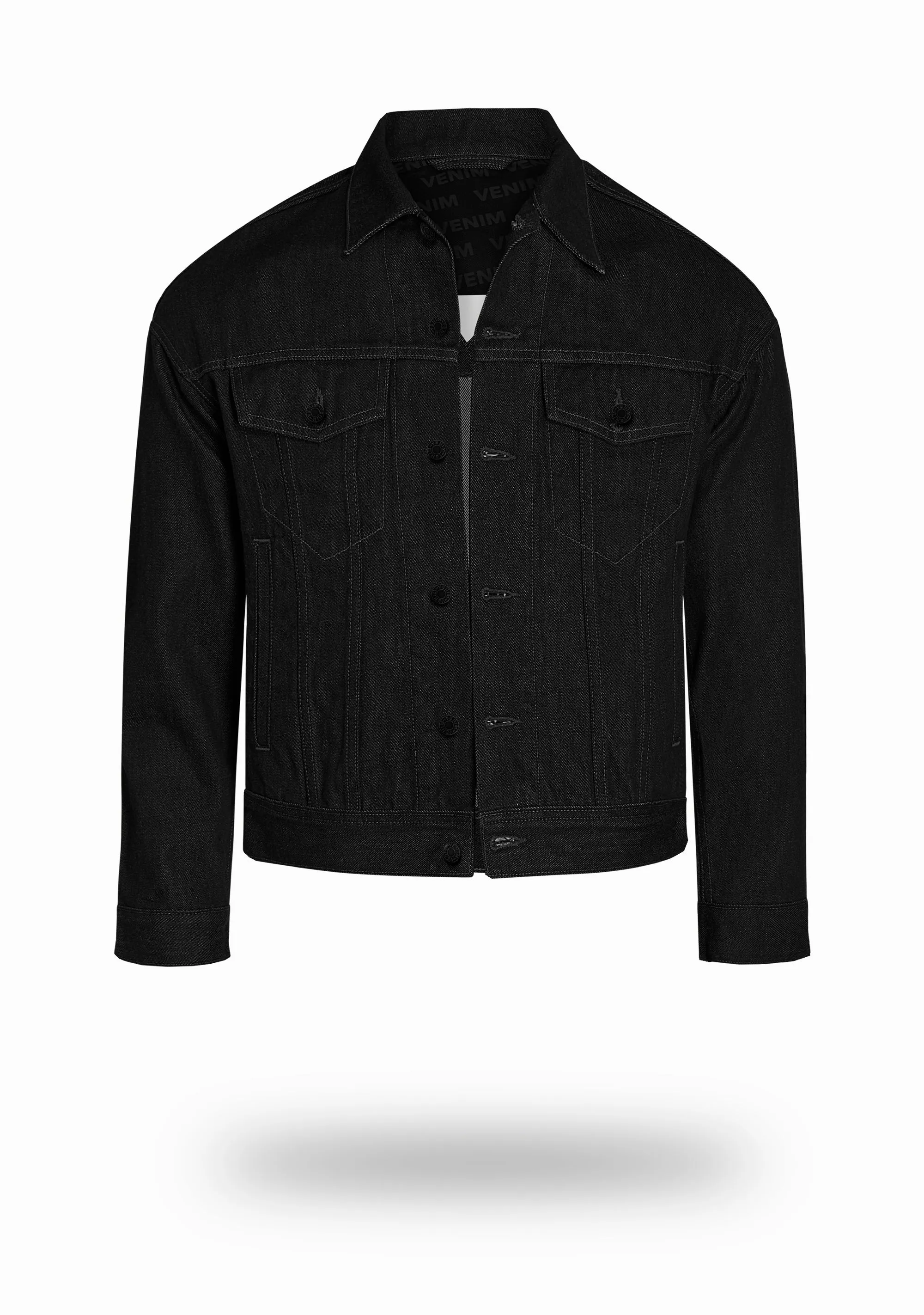 Shorter Classic Black Denim Jacket