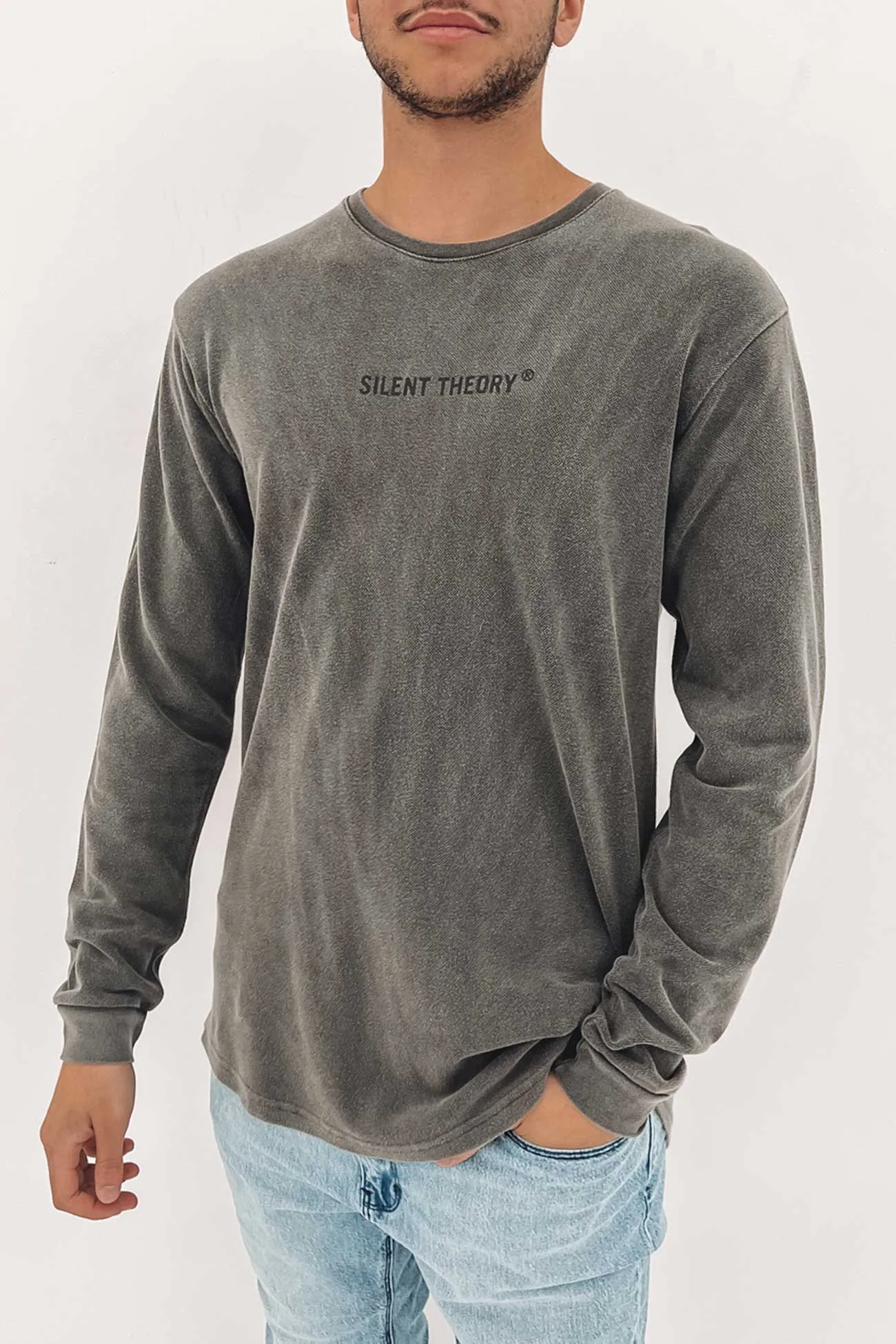 Sliced Long Sleeve Tee Charcoal