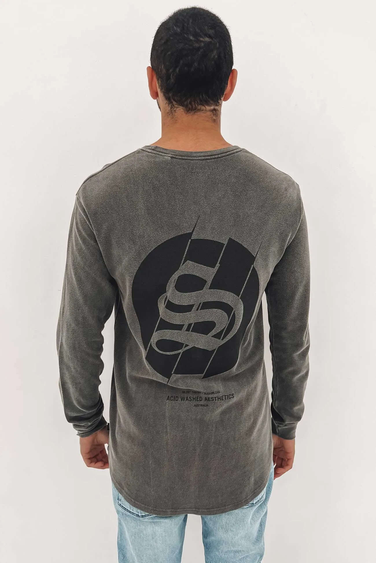 Sliced Long Sleeve Tee Charcoal