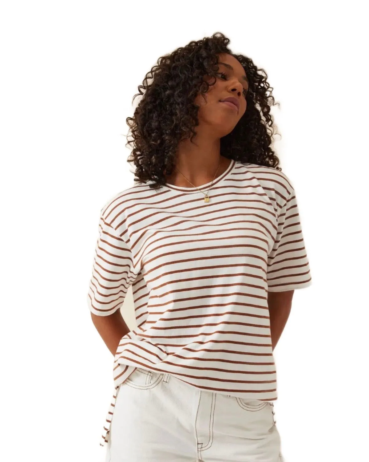 Slouchy Split Hem Tee - Stripe