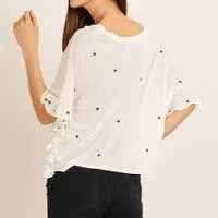 Star Print Ruffled T-shirt