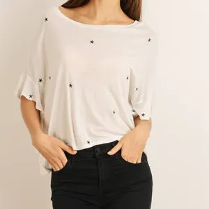 Star Print Ruffled T-shirt