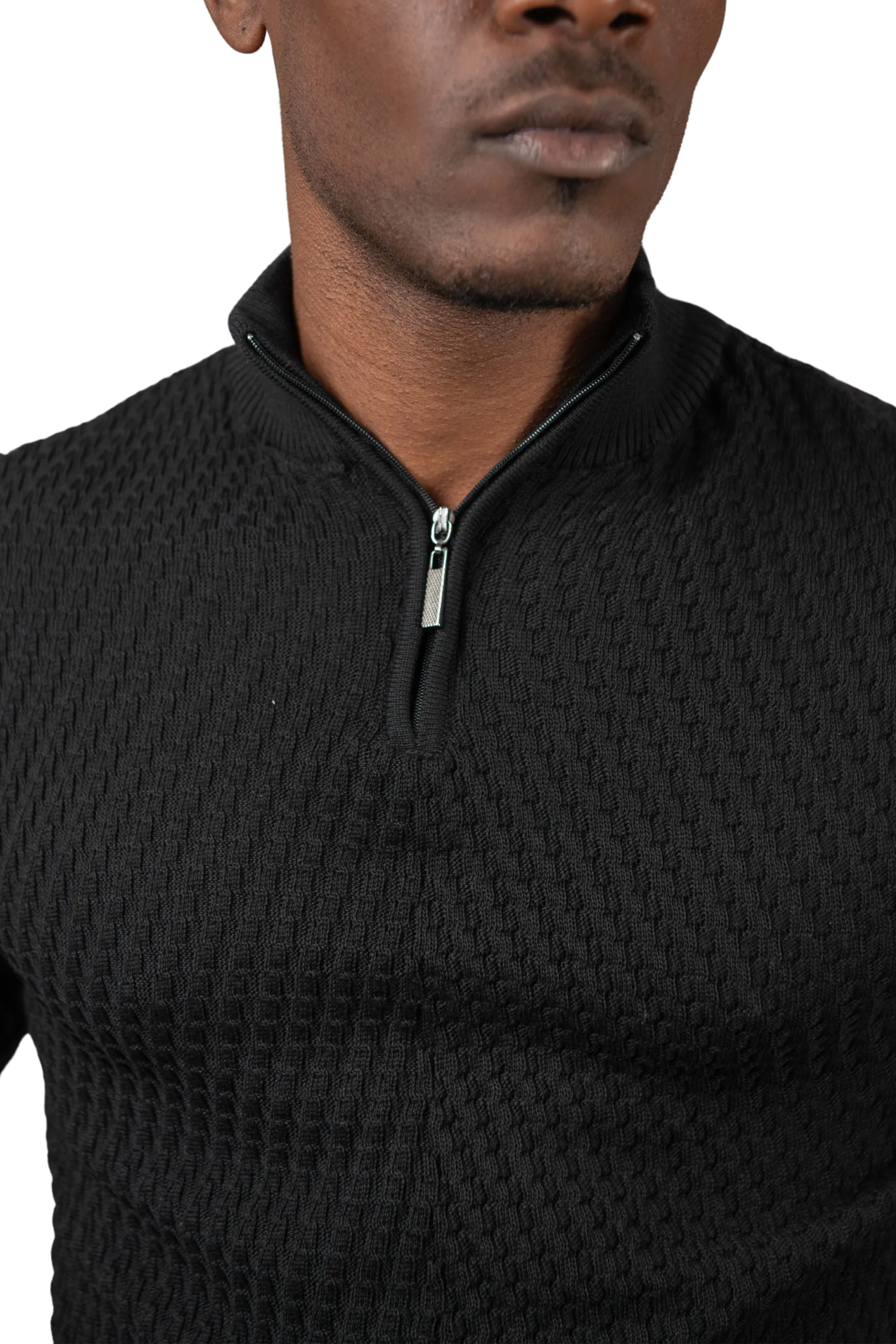 Suslo ZIP Mock Neck BLACK