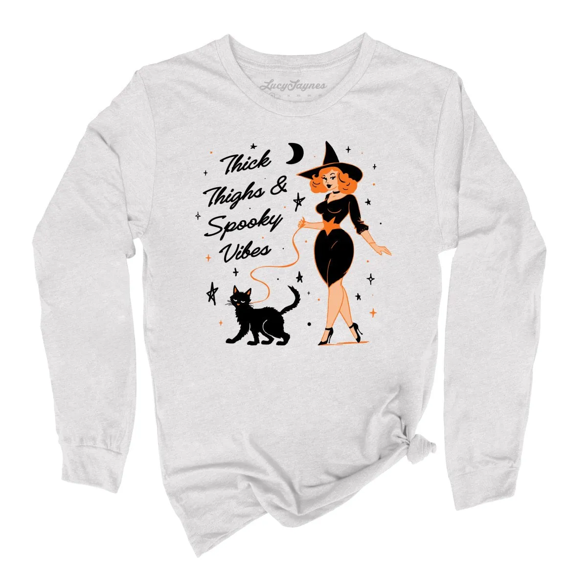 Thick Thighs and Spooky Vibes Long Sleeve Tee