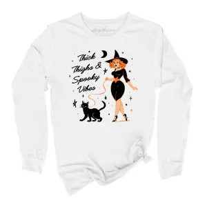 Thick Thighs and Spooky Vibes Long Sleeve Tee