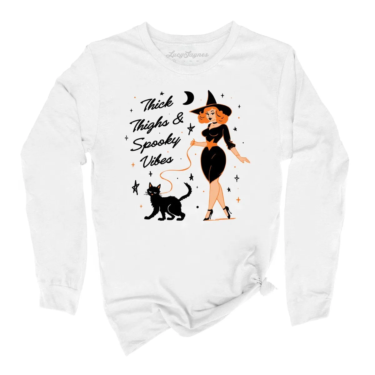 Thick Thighs and Spooky Vibes Long Sleeve Tee