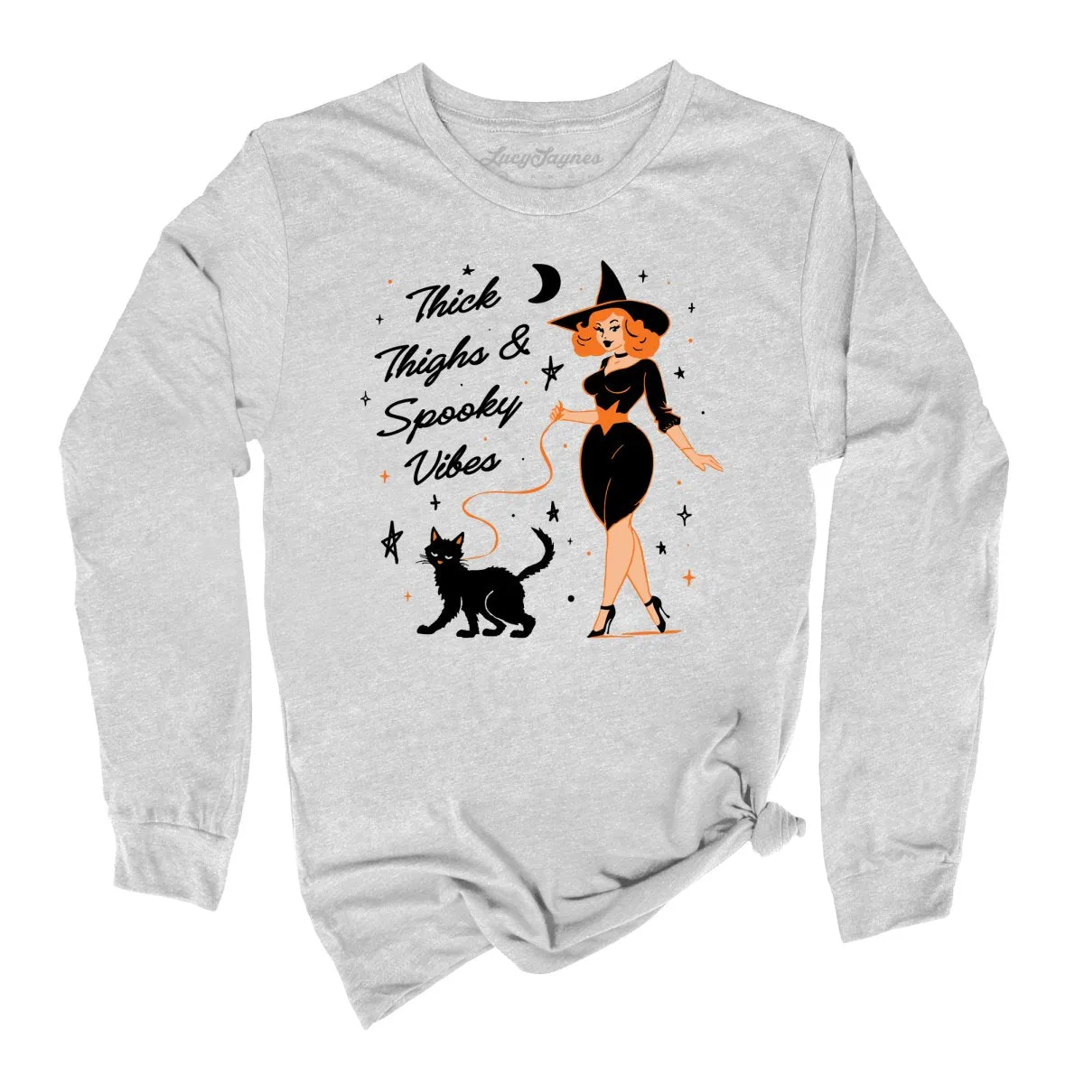 Thick Thighs and Spooky Vibes Long Sleeve Tee