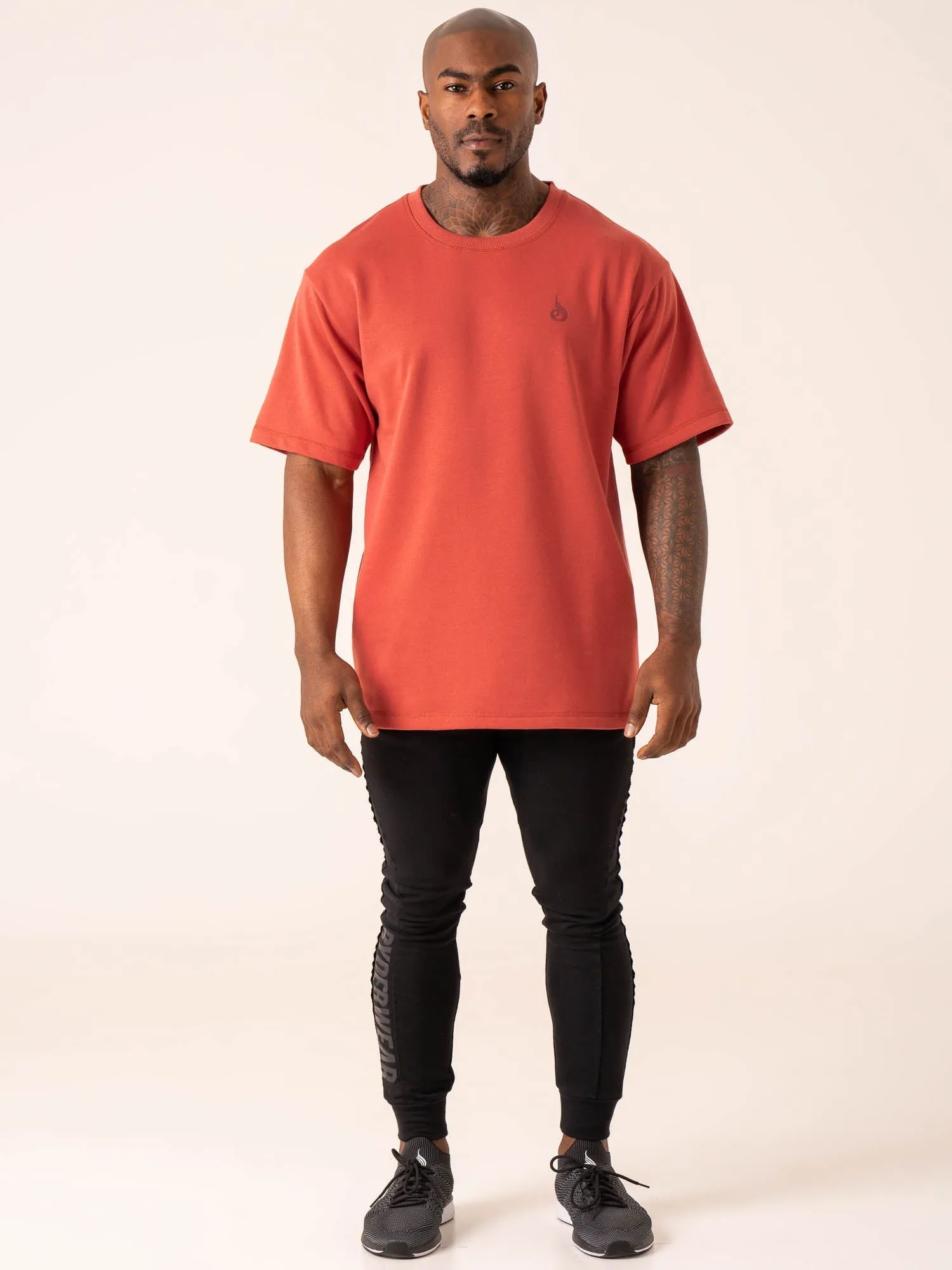 Throwback Oversized Fleece T-Shirt - Dusty Red