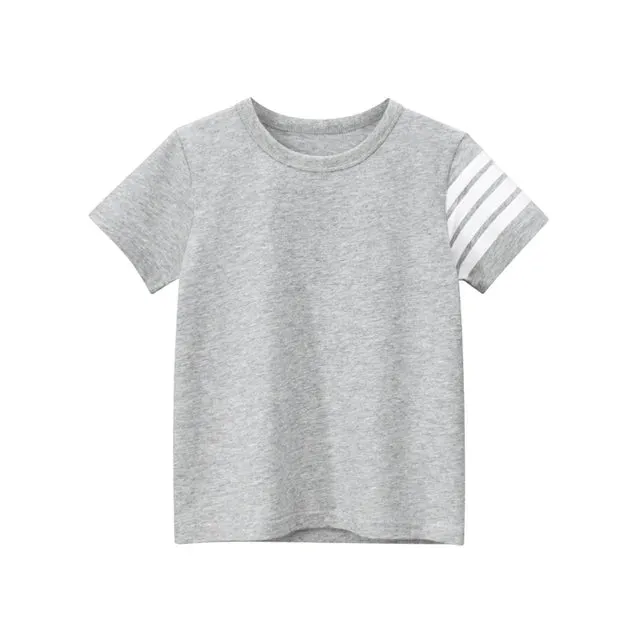 Unisex Striped Sleeve T Shirt Boys Clothes Summer New Children's Short-Sleeve O-Neck T-Shirts Girls Cotton Top