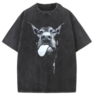 Vintage washed Doberman oversized t-shirt oversized tees