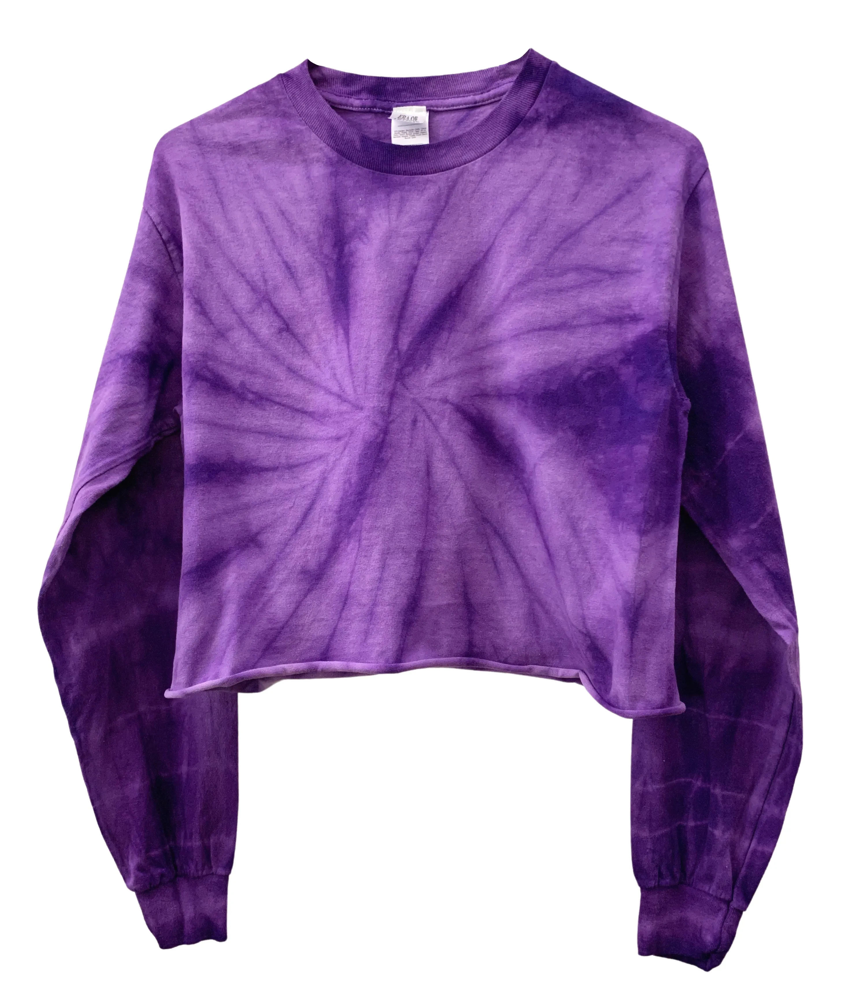 Violet Tie-Dye Cropped Long Sleeve Unisex Tee