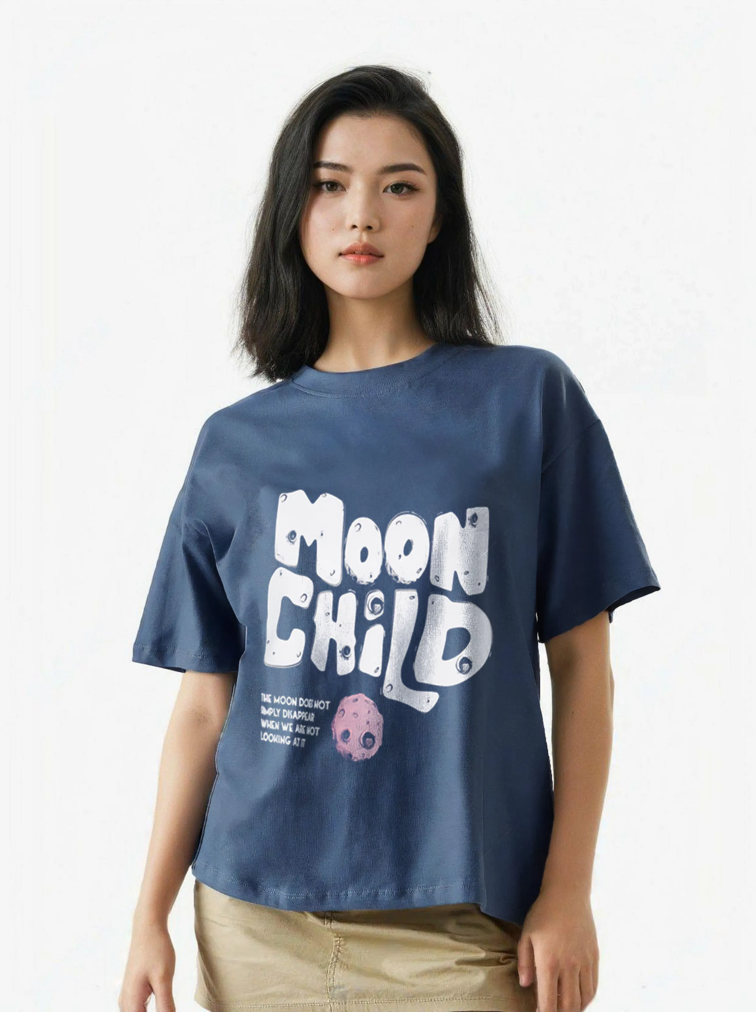 Women Blue Oversized T-shirt - The Moon child