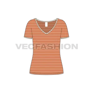 Women's Wide Neck V-neck T-shirt