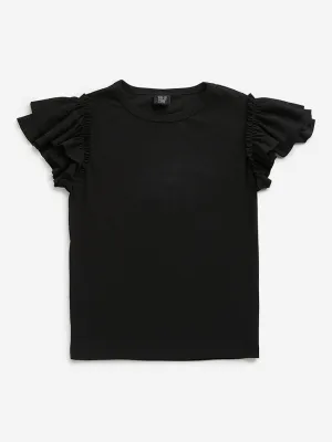 Y&F Kids Black Knitted T-Shirt